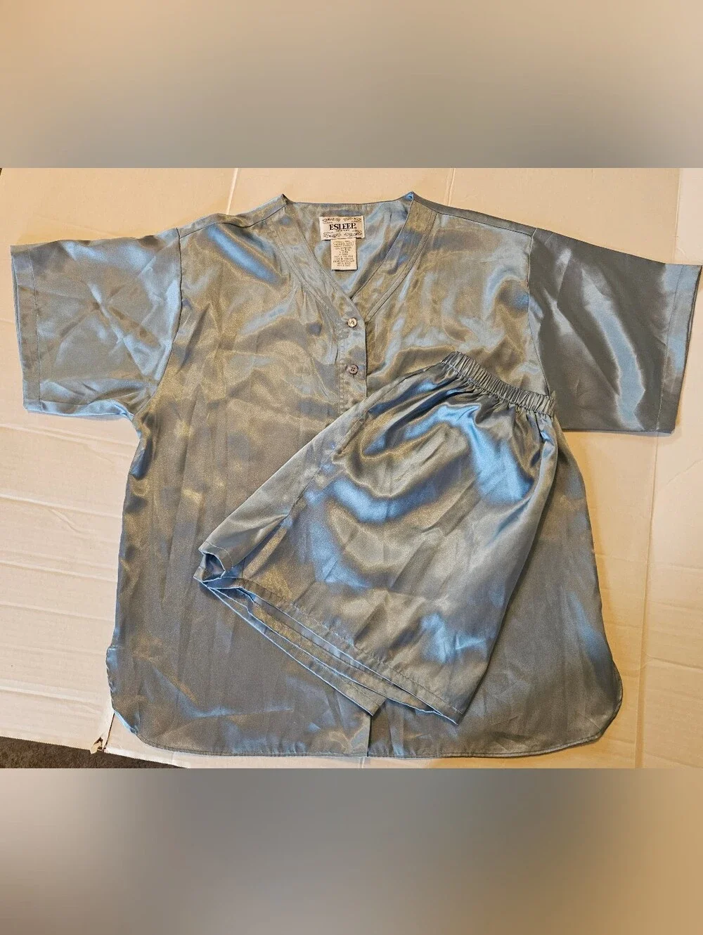 Vintage 90s ESLEEP New York Satin Pajama Set XL Made in Hong Kong